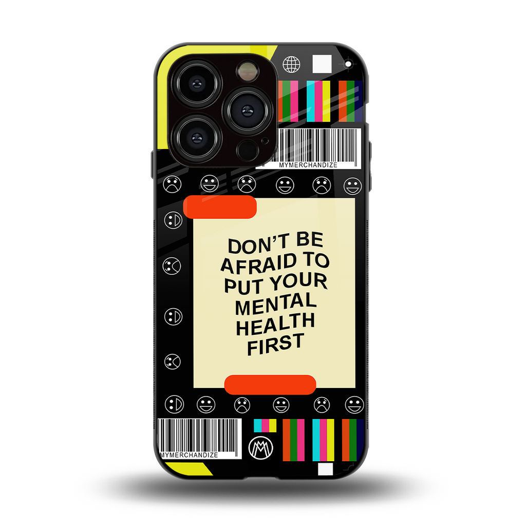mental health back phone cover | glass case for iphone 14 pro