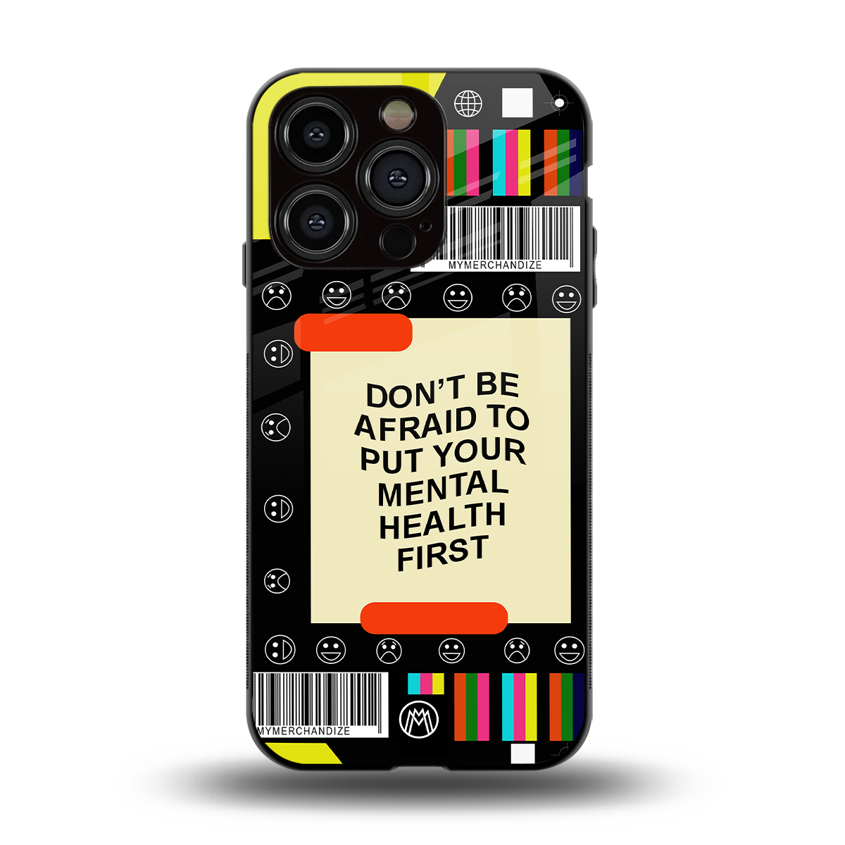 mental health back phone cover | glass case for iphone 14 pro