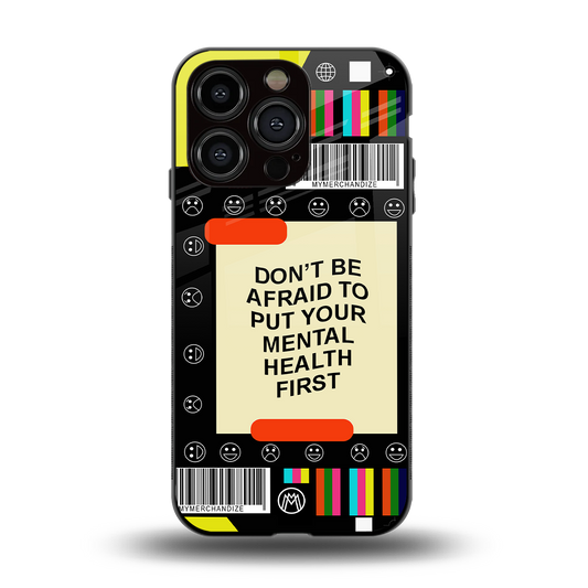 mental health back phone cover | glass case for iphone 14 pro