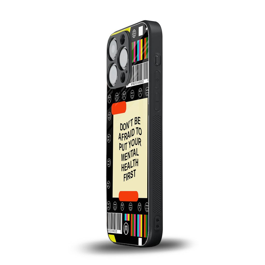 mental health back phone cover | glass case for iphone 14 pro
