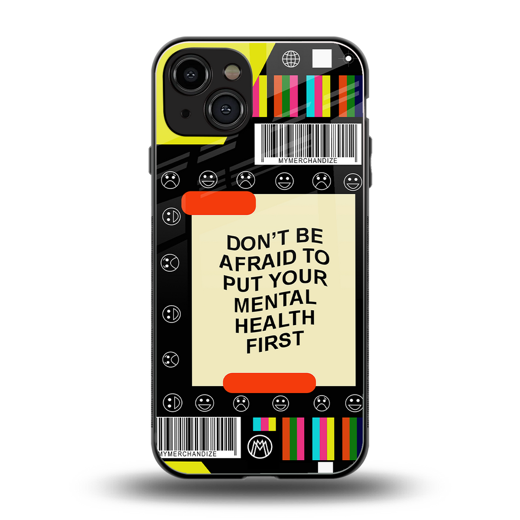 mental health back phone cover | glass case for iphone 15