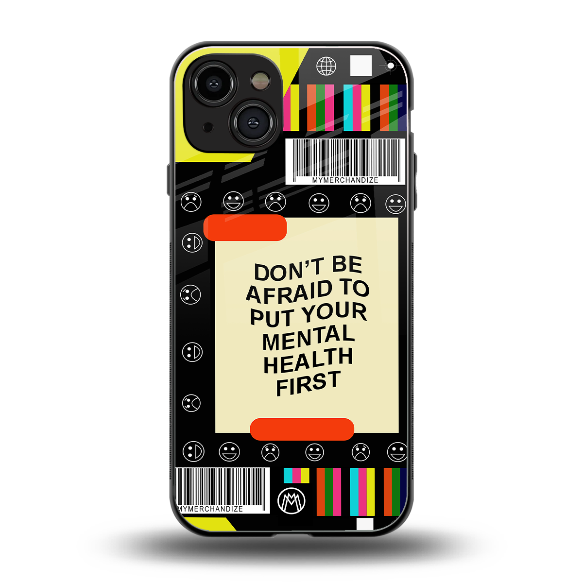 mental health back phone cover | glass case for iphone 15