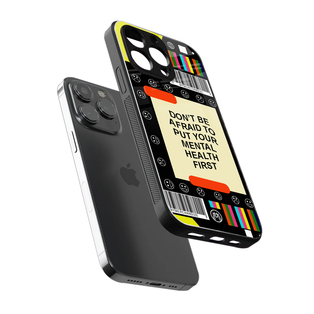 mental health back phone cover | glass case for iphone 15 pro