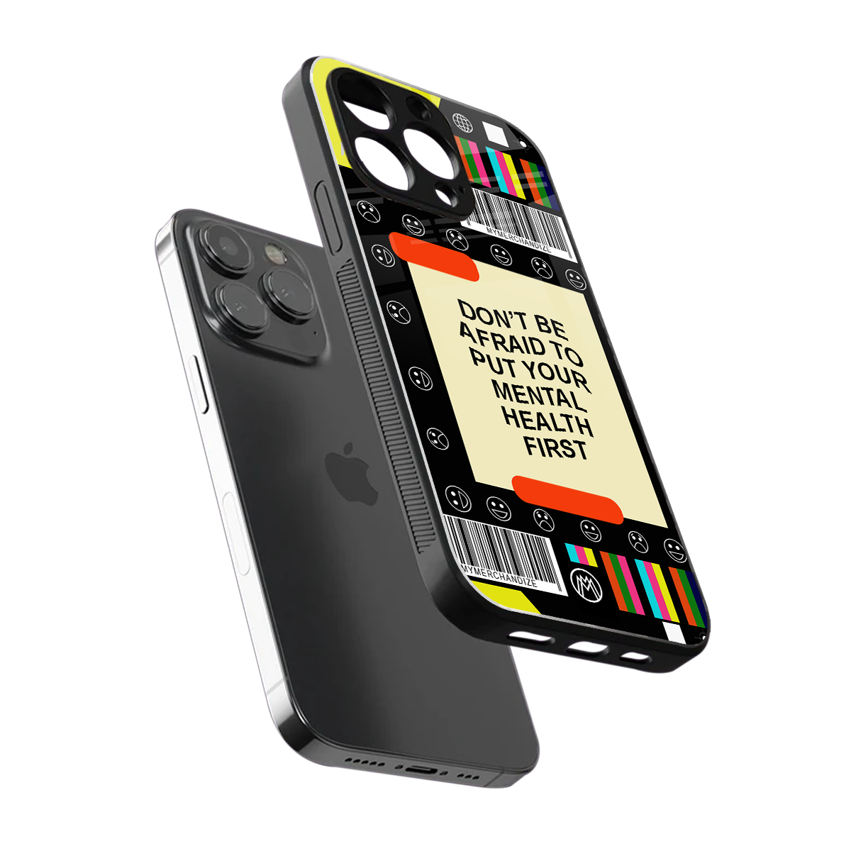 mental health back phone cover | glass case for iphone 14 pro