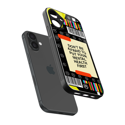 mental health back phone cover | glass case for iphone 16 plus