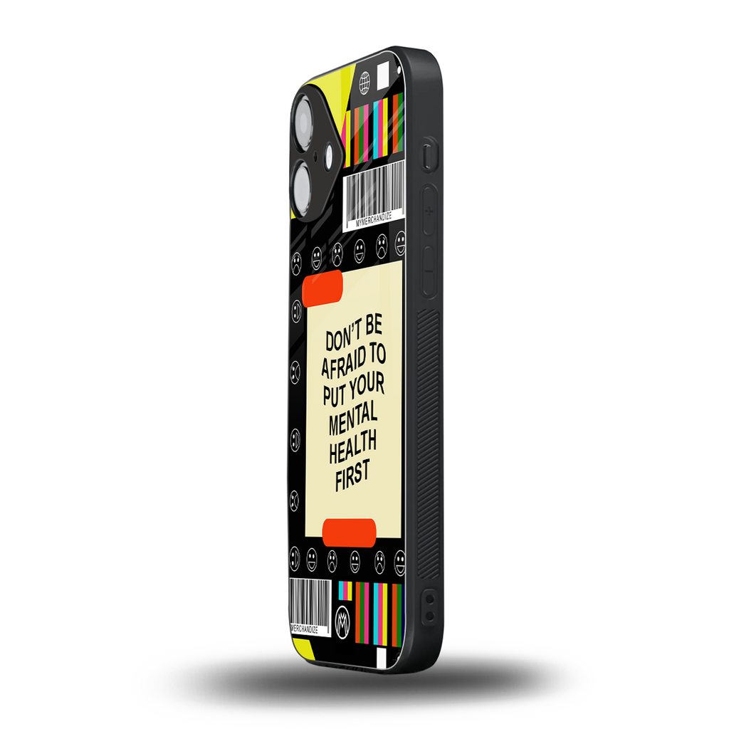 mental health back phone cover | glass case for iphone 16 plus