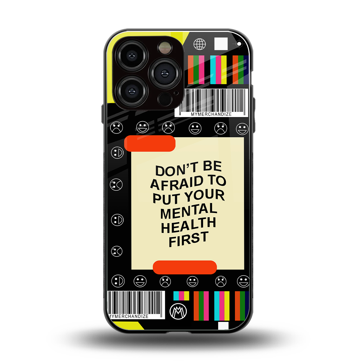 mental health back phone cover | glass case for iphone 16 pro max