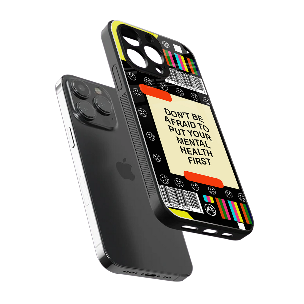 mental health back phone cover | glass case for iphone 16 pro max