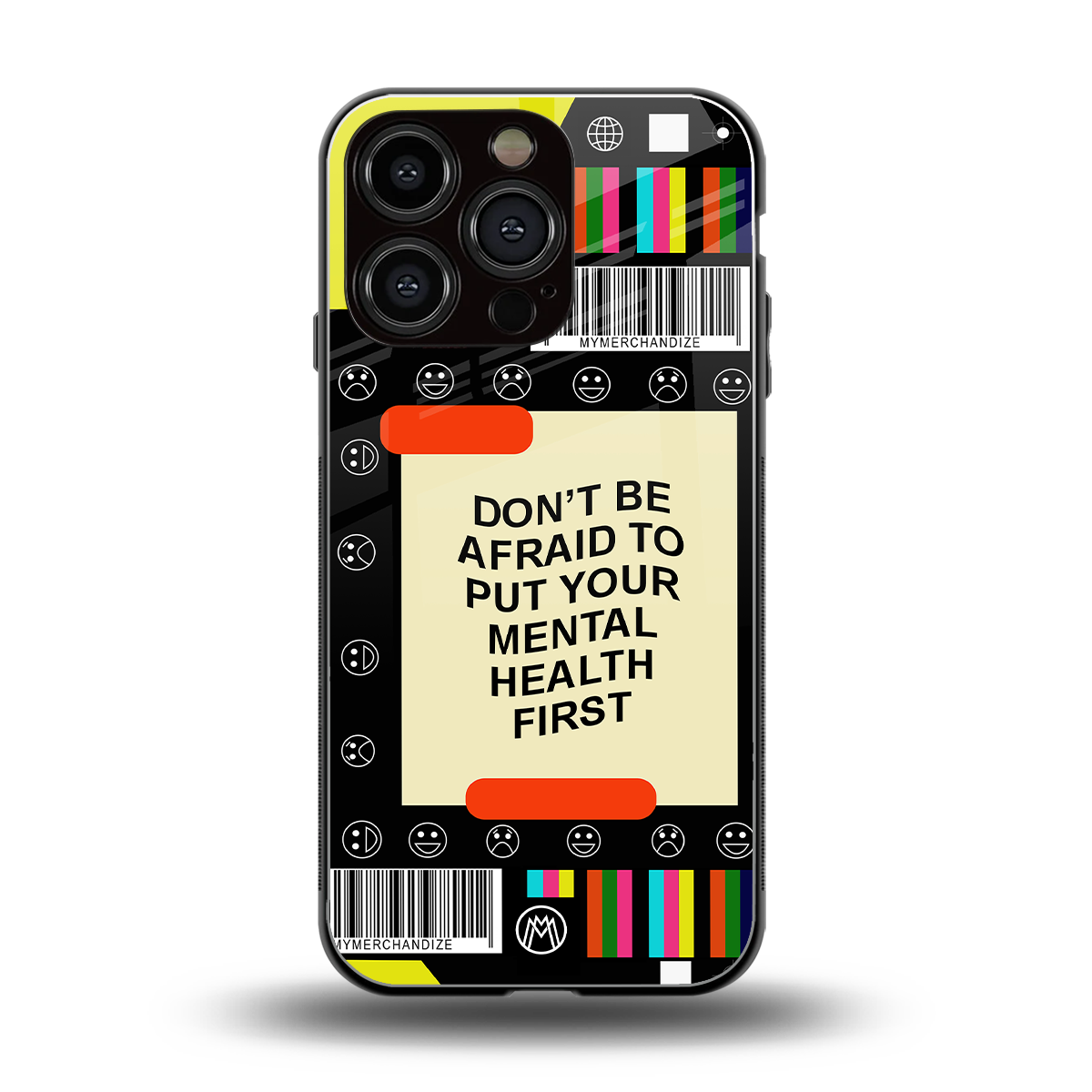 mental health back phone cover | glass case for iphone 16 pro