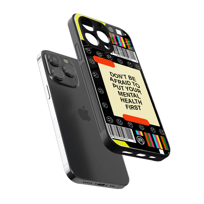 mental health back phone cover | glass case for iphone 16 pro