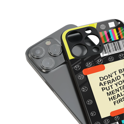 mental health back phone cover | glass case for iphone 16 pro