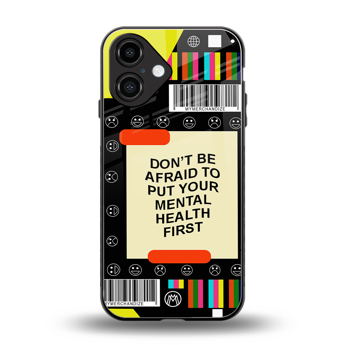 mental health back phone cover | glass case for iphone 16