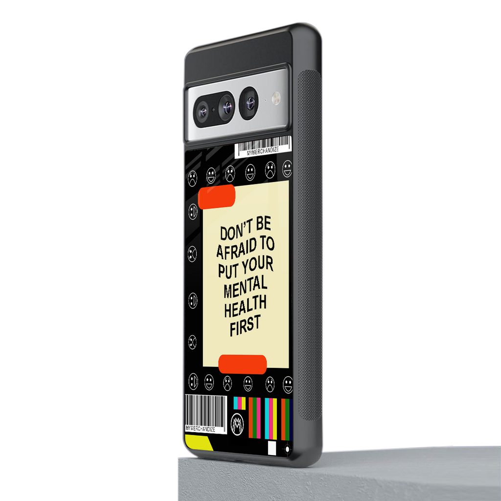 mental health back phone cover | glass case for google pixel 7 pro