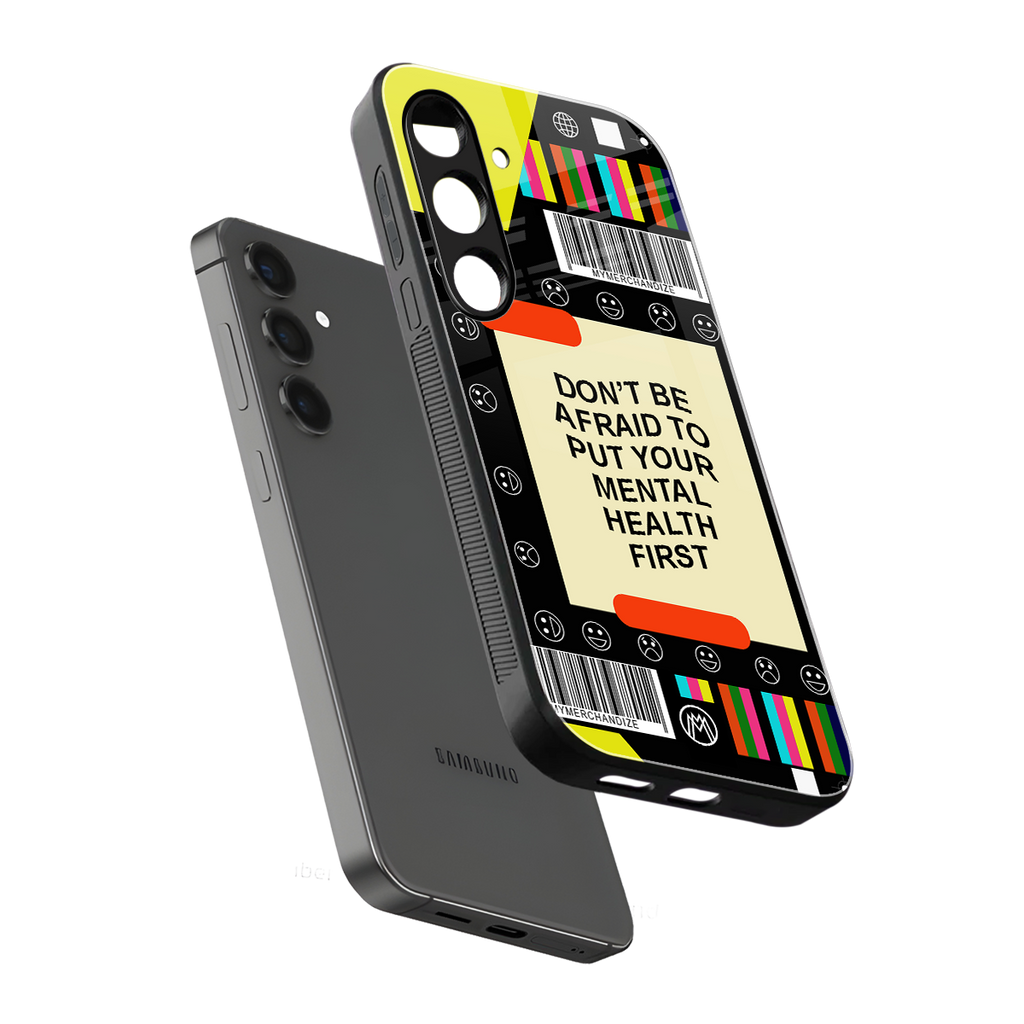 mental health back phone cover | glass case for samsung galaxy s25 plus