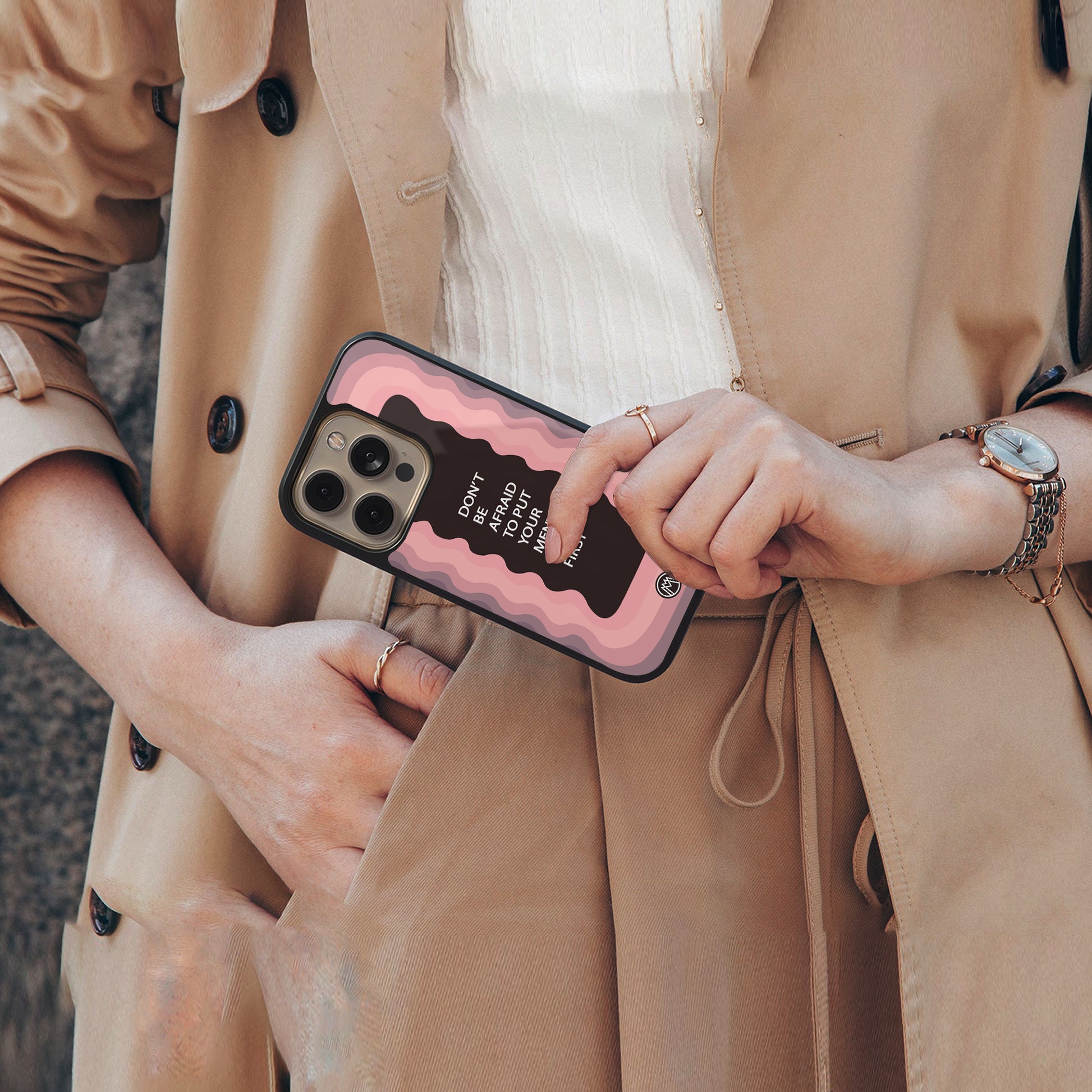 mental health first back phone cover | glass case for iphone 15