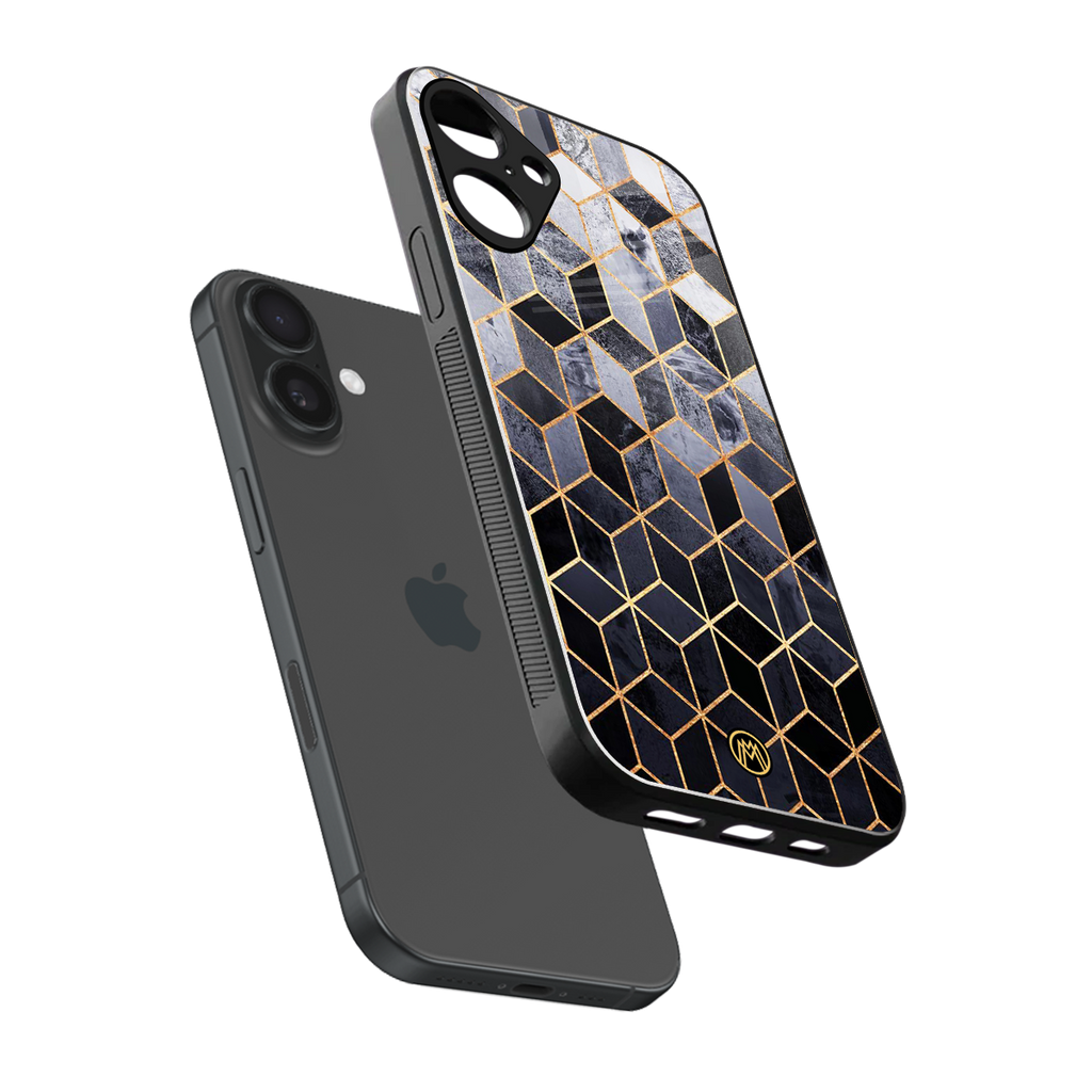 mermaid skin grey edition back phone cover | glass case for iphone 16 plus