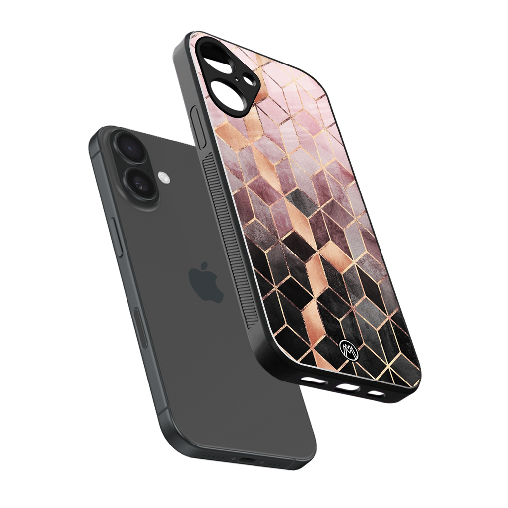 mermaid skin pink edition back phone cover | glass case for iphone 16 plus