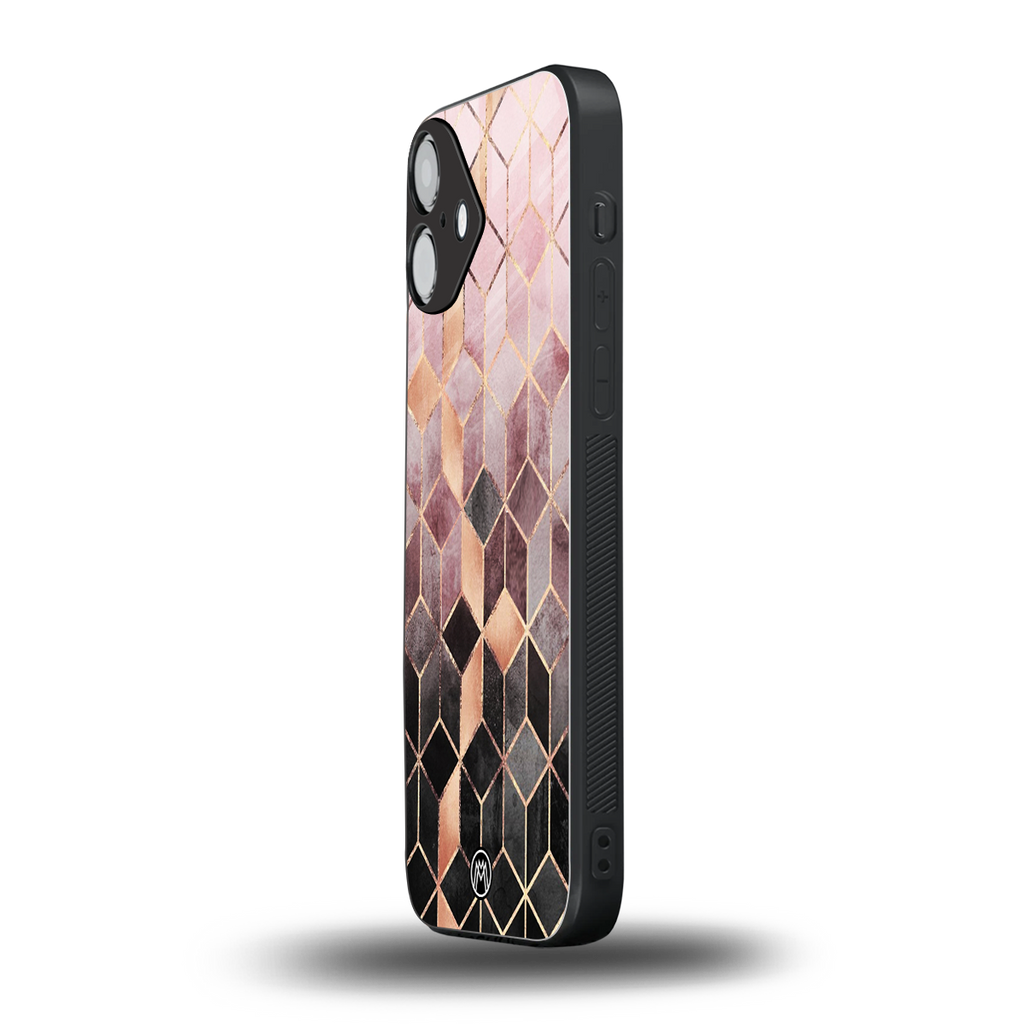 mermaid skin pink edition back phone cover | glass case for iphone 16 plus