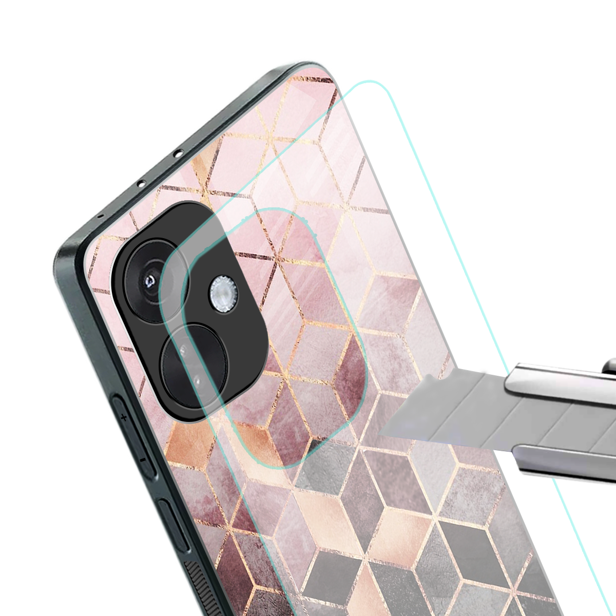 mermaid skin pink edition back phone cover | glass case for oneplus nord ce 3