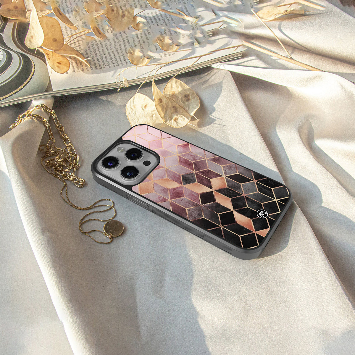 mermaid skin pink edition back phone cover | glass case for iphone 16 pro