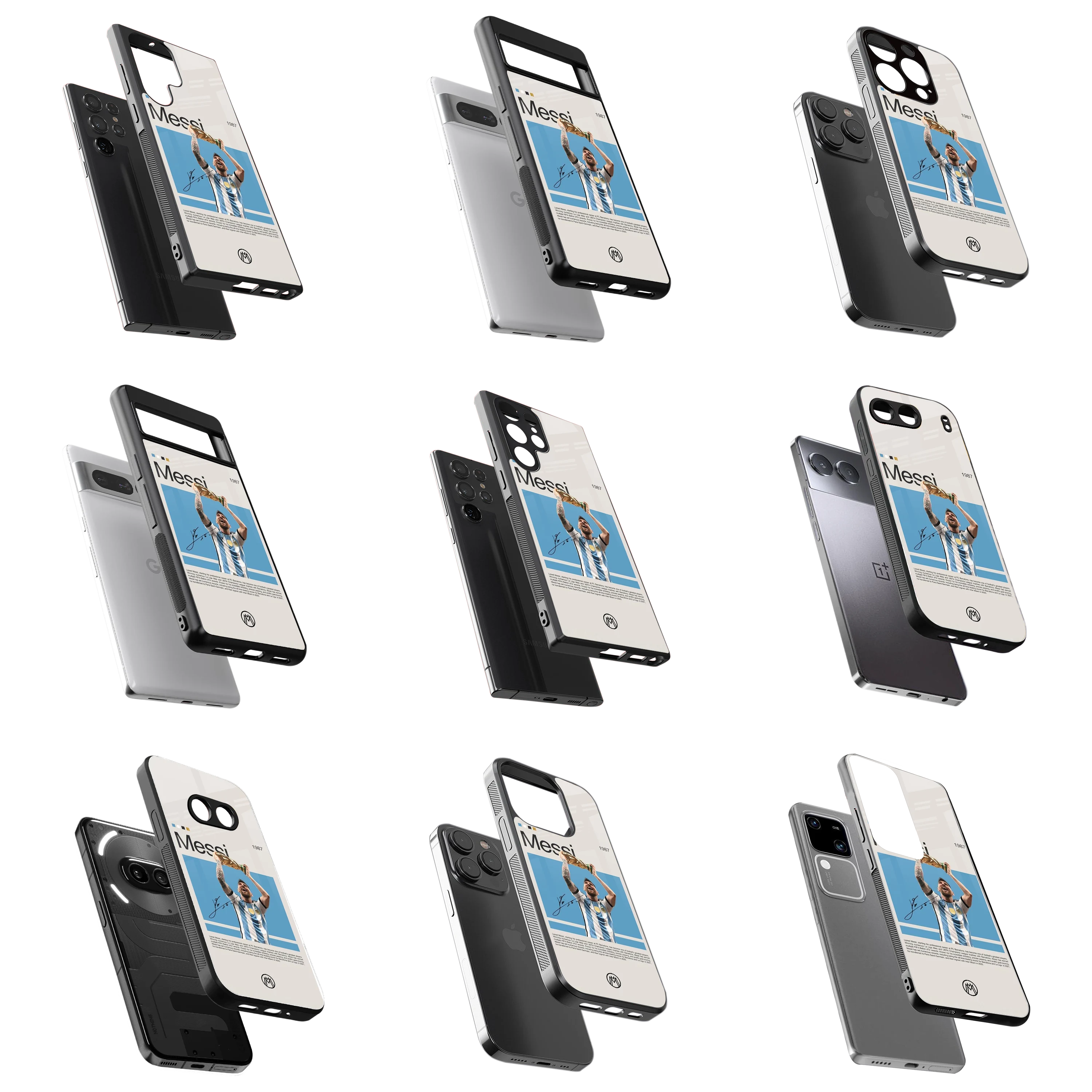 Durable Glass Back Mobile Case for iPhone, Samsung, OnePlus, Google Pixel, Redmi, Vivo, Oppo