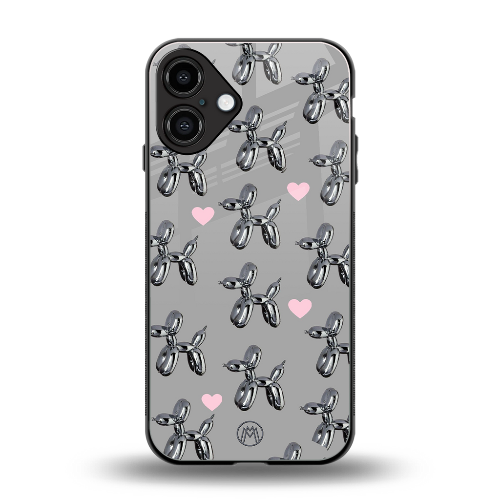 metallic unicorns back phone cover | glass case for iphone 16 plus