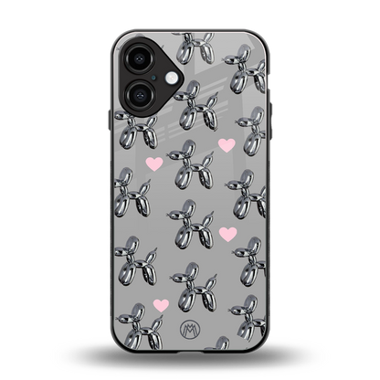 metallic unicorns back phone cover | glass case for iphone 16 plus