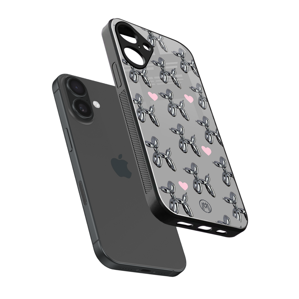 metallic unicorns back phone cover | glass case for iphone 16 plus