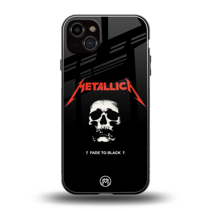 metallica black back phone cover | glass case for iphone 15 plus