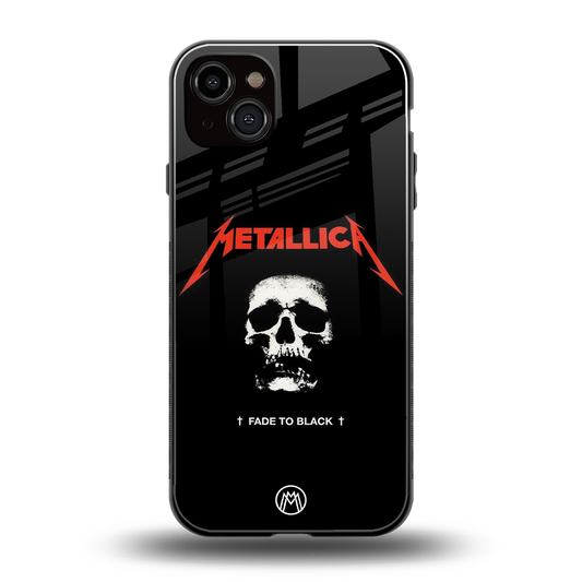 metallica black back phone cover | glass case for iphone 15 plus