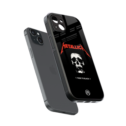 metallica black back phone cover | glass case for iphone 15 plus