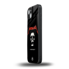 metallica black back phone cover | glass case for iphone 15 plus