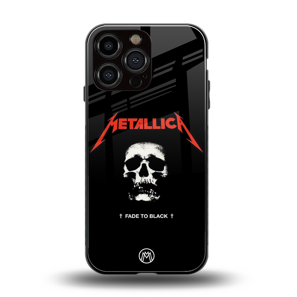metallica black back phone cover | glass case for iphone 15 pro max