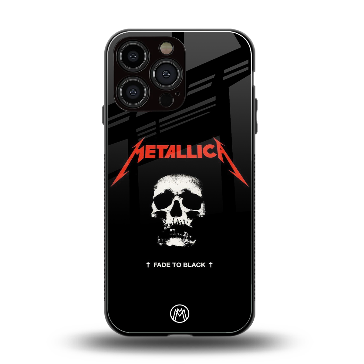 metallica black back phone cover | glass case for iphone 15 pro max