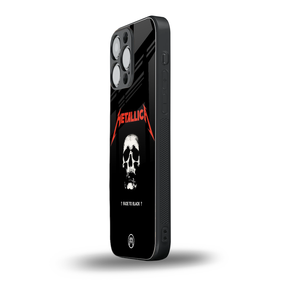 metallica black back phone cover | glass case for iphone 15 pro max