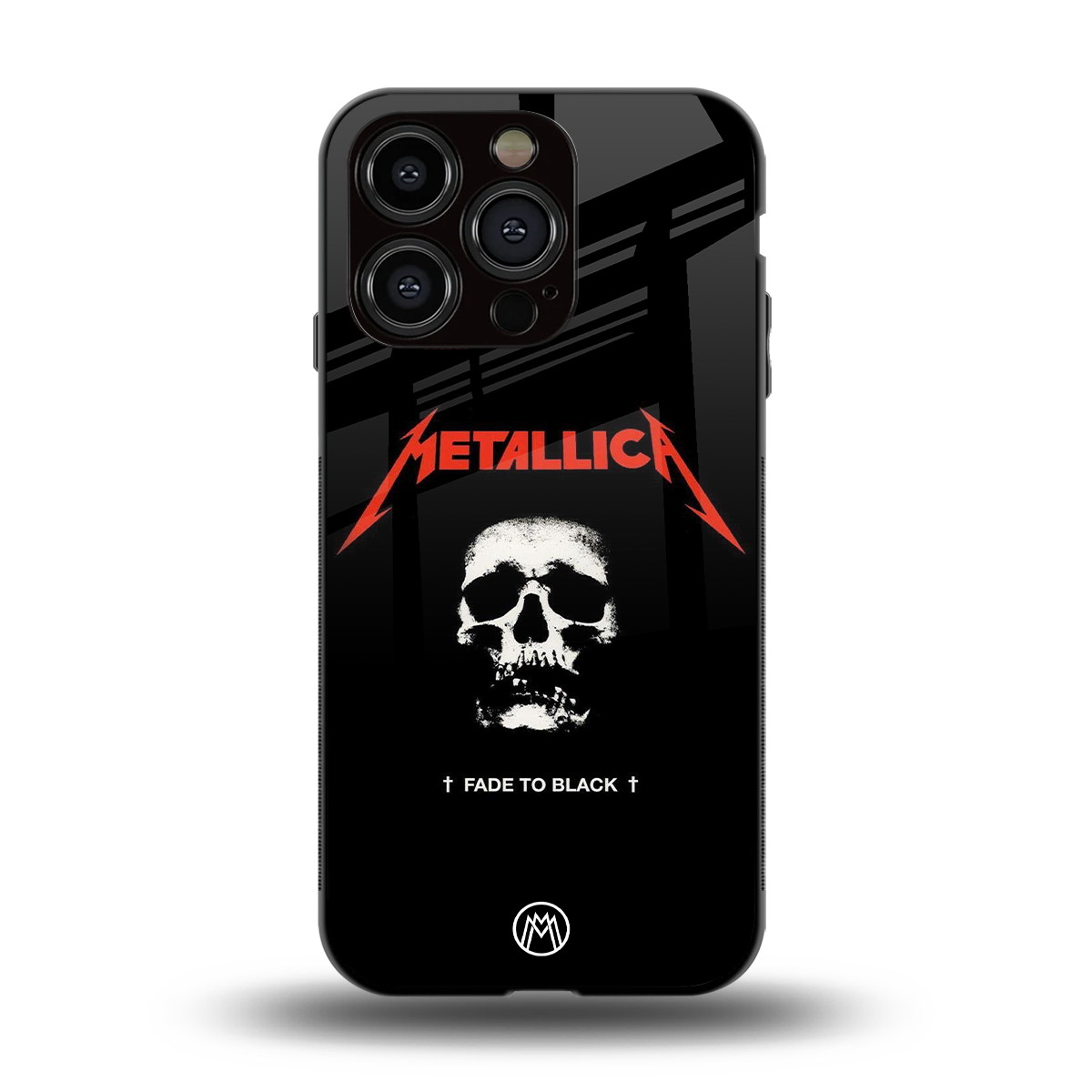 metallica black back phone cover | glass case for iphone 15 pro