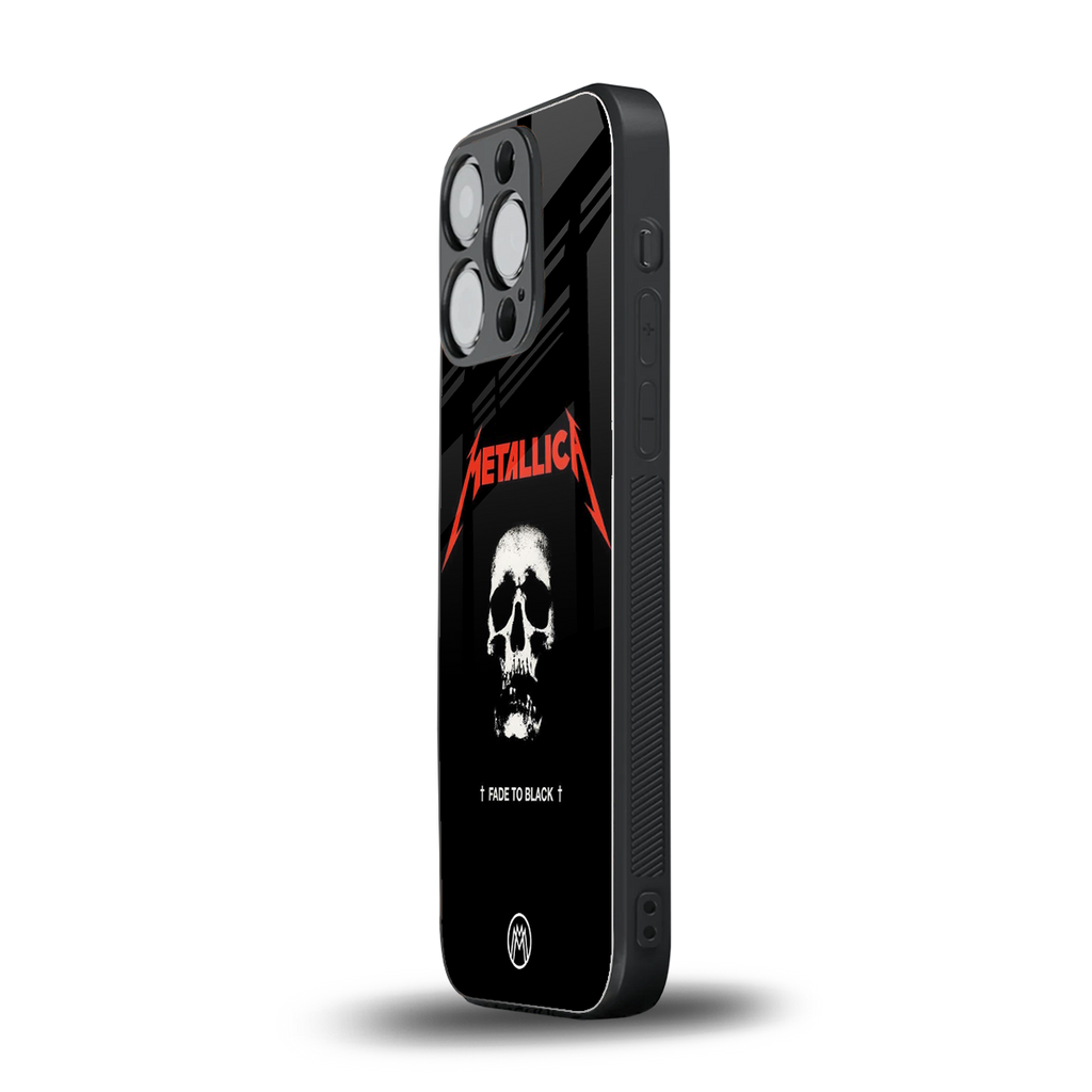 metallica black back phone cover | glass case for iphone 14 pro