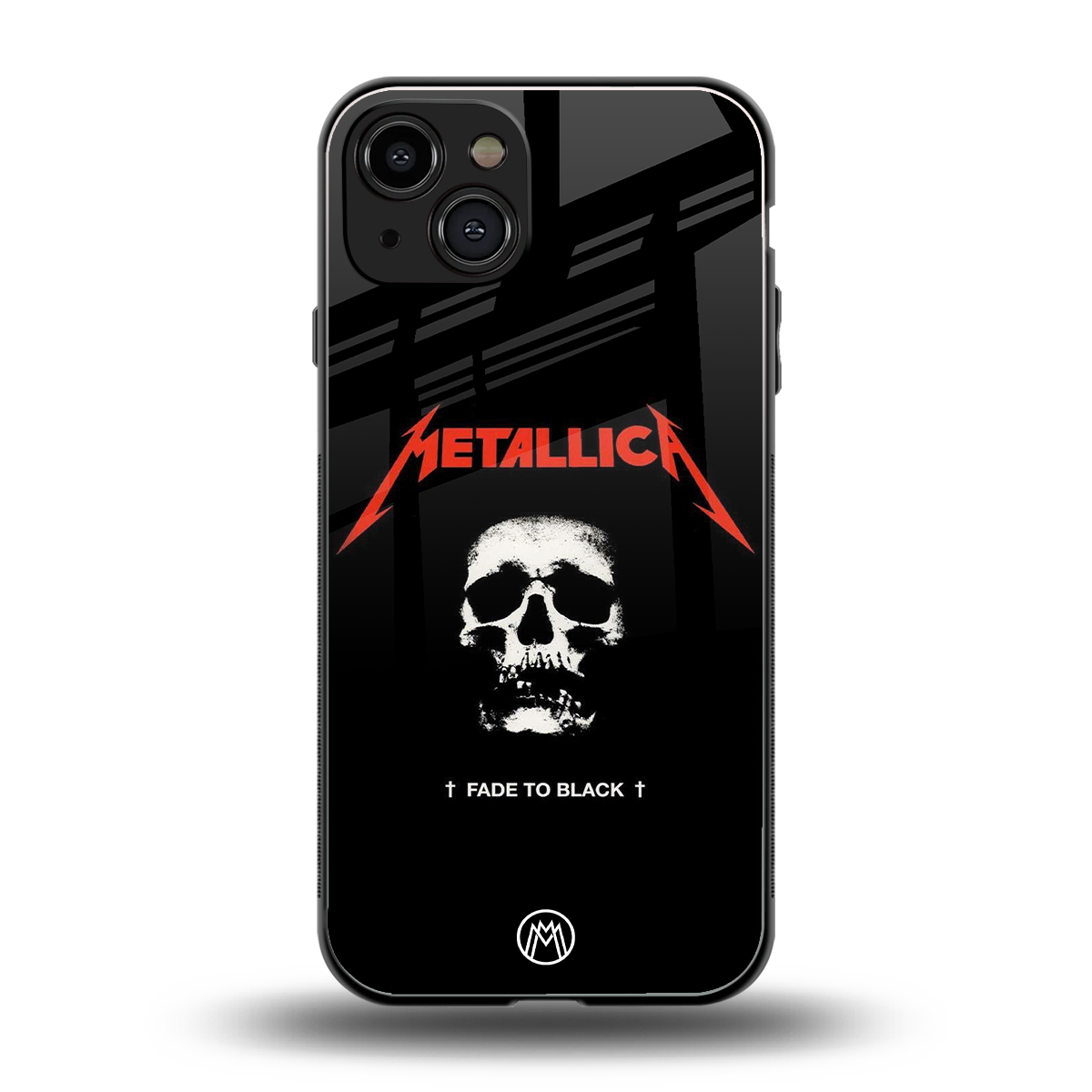 metallica black back phone cover | glass case for iphone 15