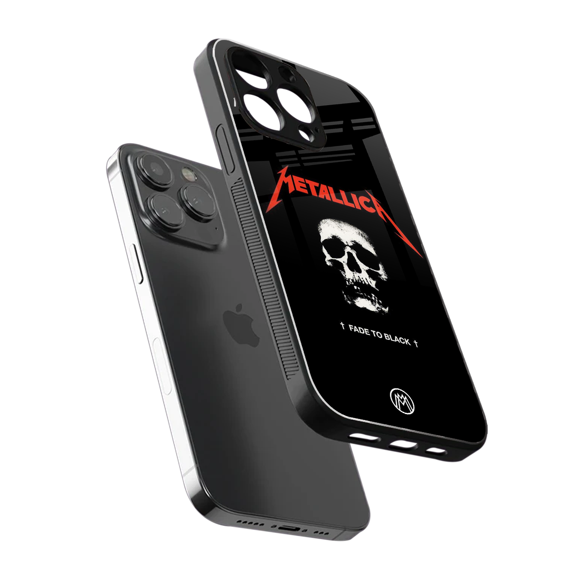 metallica black back phone cover | glass case for iphone 14 pro