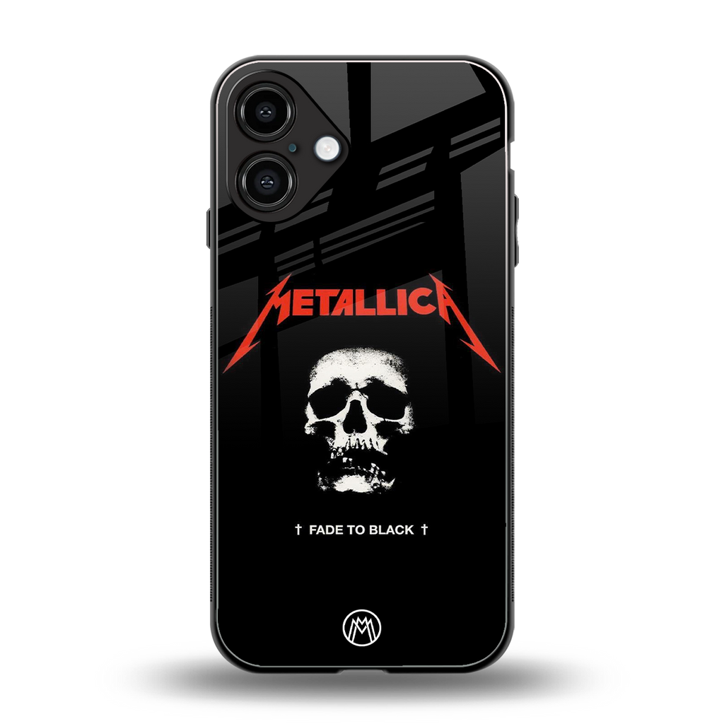 metallica black back phone cover | glass case for iphone 16 plus