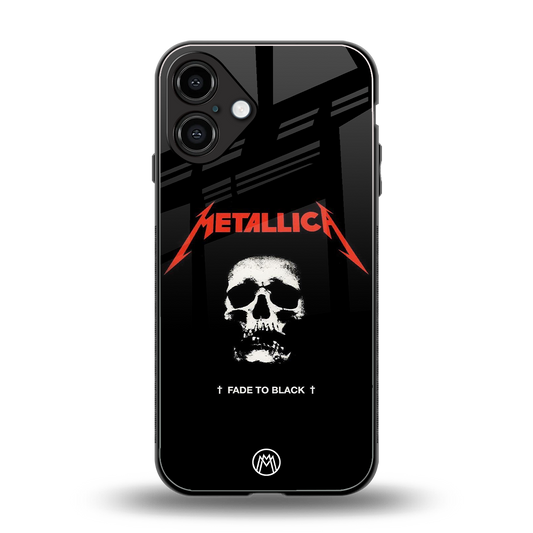 metallica black back phone cover | glass case for iphone 16 plus
