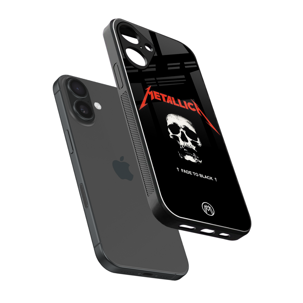 metallica black back phone cover | glass case for iphone 16 plus