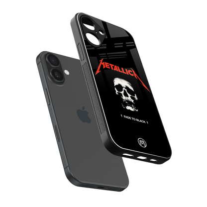 metallica black back phone cover | glass case for iphone 16 plus