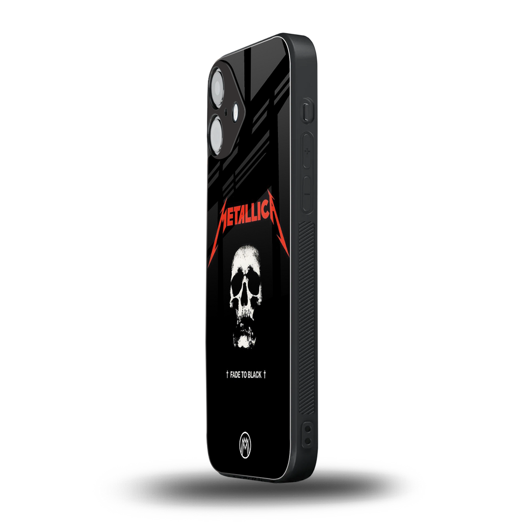 metallica black back phone cover | glass case for iphone 16 plus