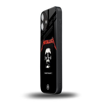 metallica black back phone cover | glass case for iphone 16 plus