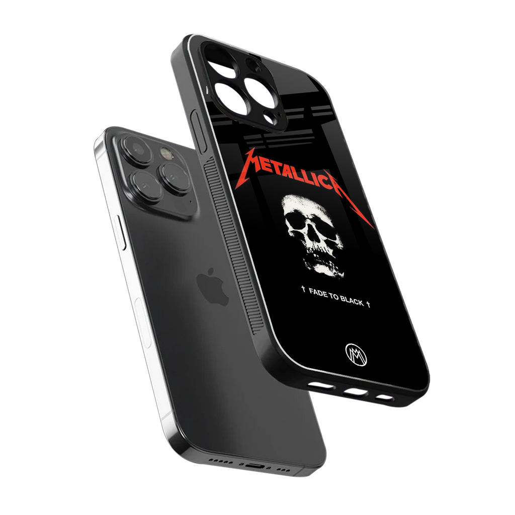 metallica black back phone cover | glass case for iphone 16 pro max