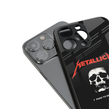 metallica black back phone cover | glass case for iphone 14 pro max