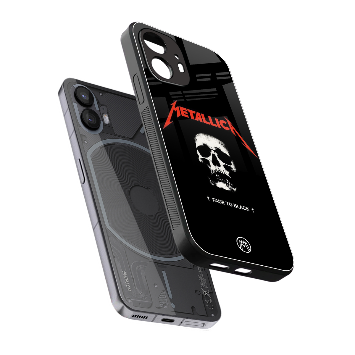 metallica black back phone cover | glass case for nothing phone 2