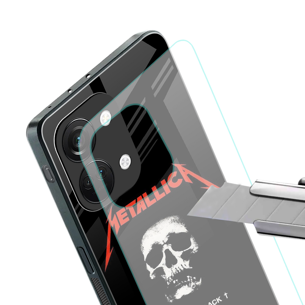 metallica black back phone cover | glass case for oneplus nord 3