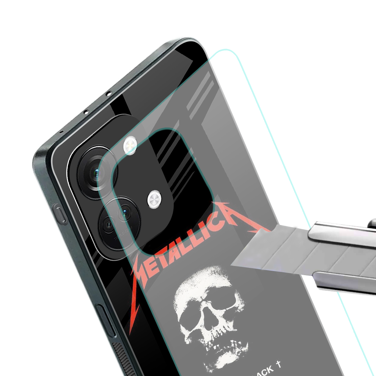 metallica black back phone cover | glass case for oneplus nord 3